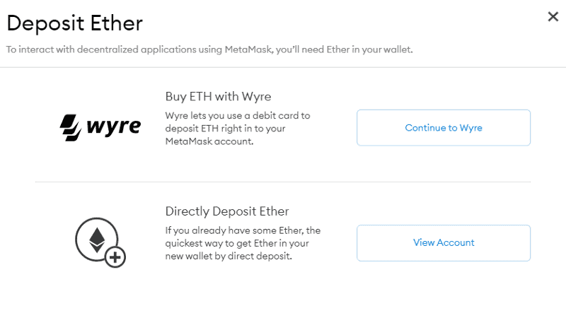 Deposit Ether options