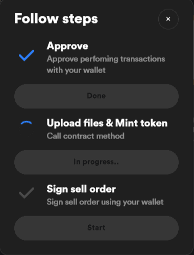 Upload files and mint token - Rarible