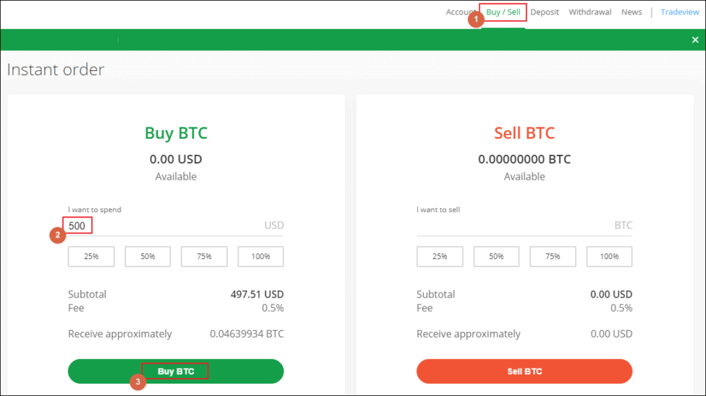 keep getting please select one of thes options for bitstamp