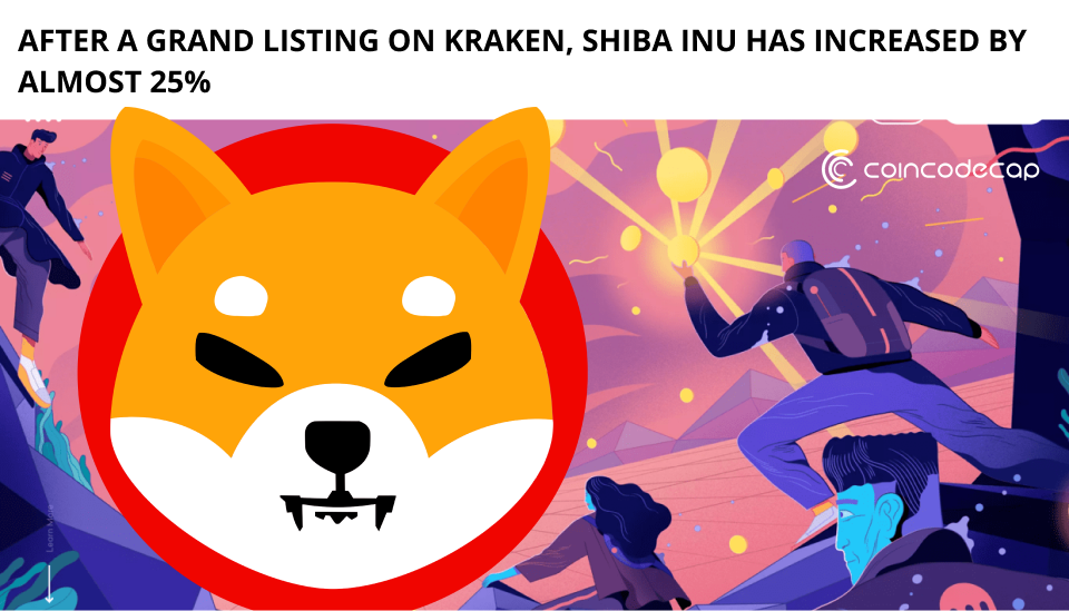 After a Grand Listing on Kraken, Shiba Inu has Increased by Almost 25%
